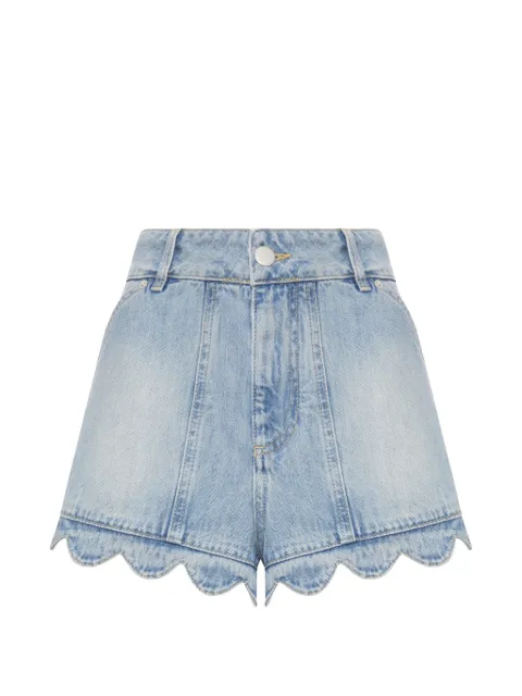 FARM Rio scalloped-edge denim shorts