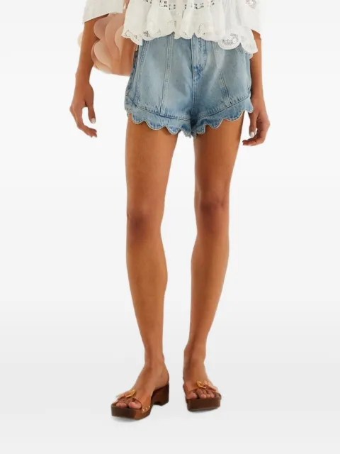 FARM Rio denim romantic wavy hem shorts