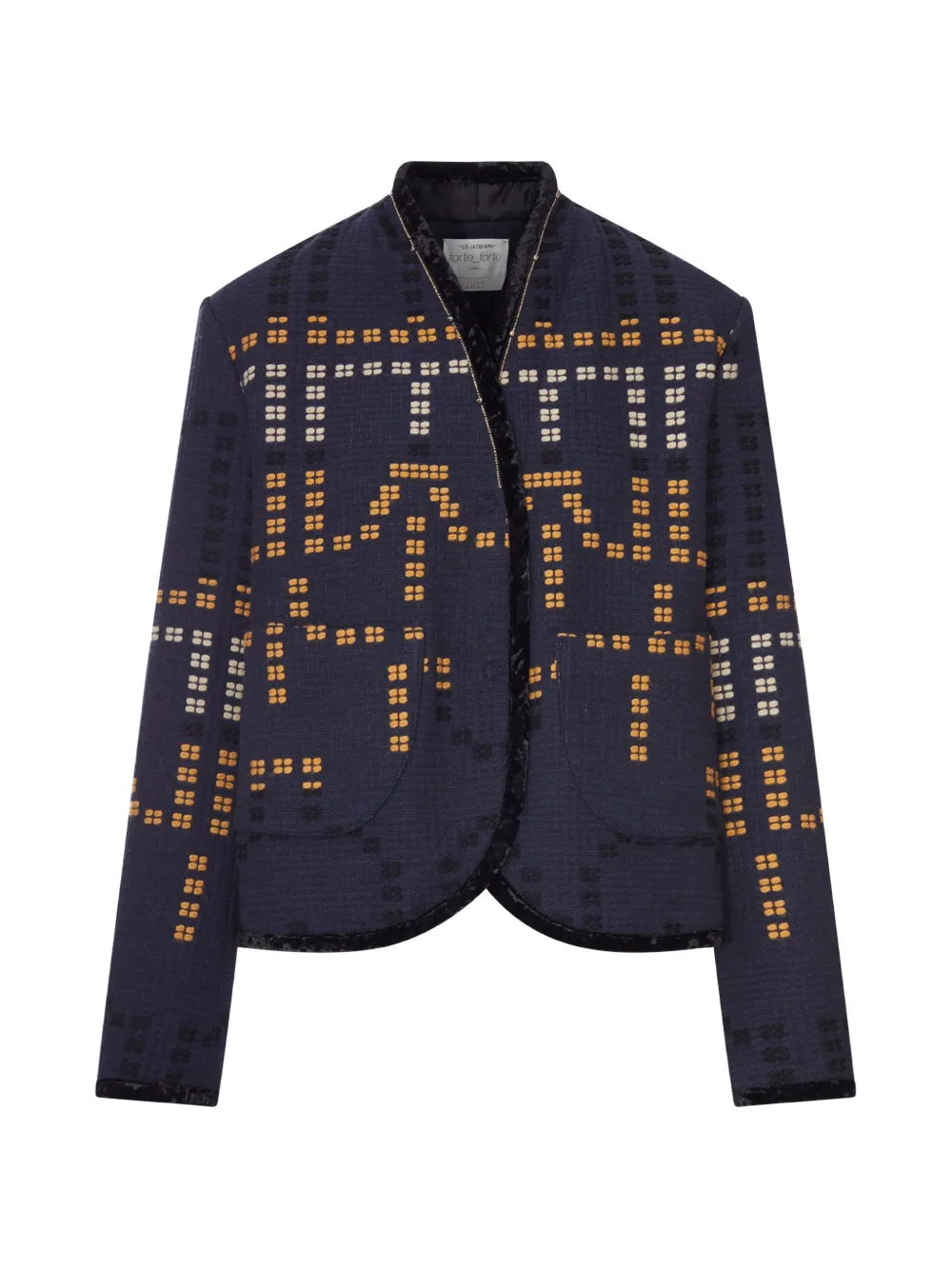 Forte Forte jacquard velvet-trim jacket - Blu