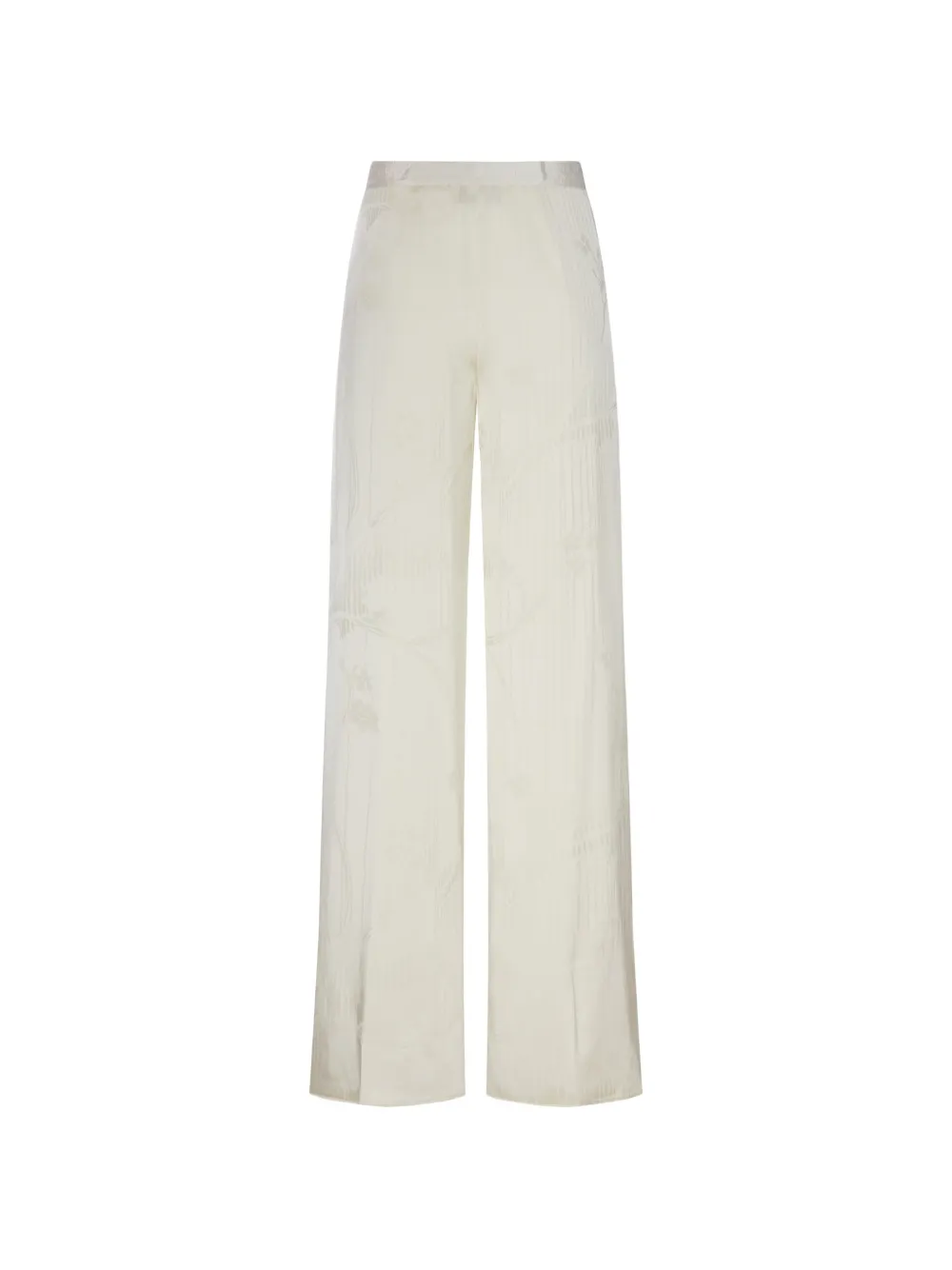 Forte Broek met wijde pijpen en bloemjacquard Beige