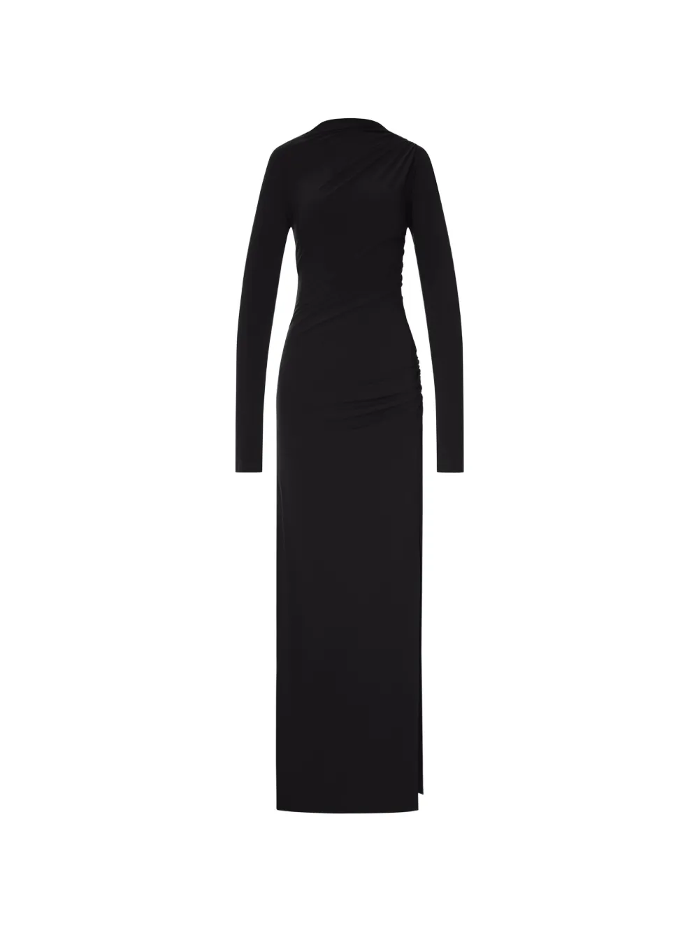THE ANDAMANE Astra ruched long-sleeve dress - Nero