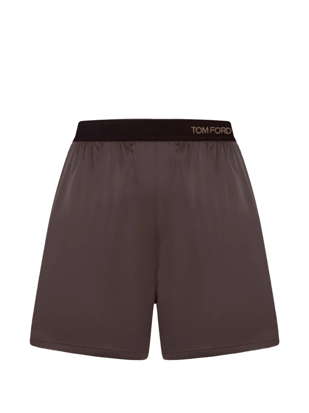 TOM FORD silk logo-waistband shorts - Brown