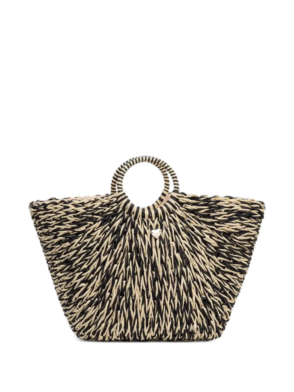 TWINSET Gewebte Strandtasche mit Herz-Schild - Nude
