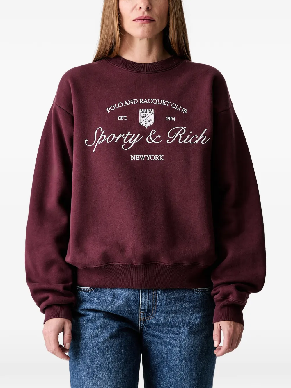 Sporty & Rich Syracuse embroidered crew-neck sweatshirt - Rot