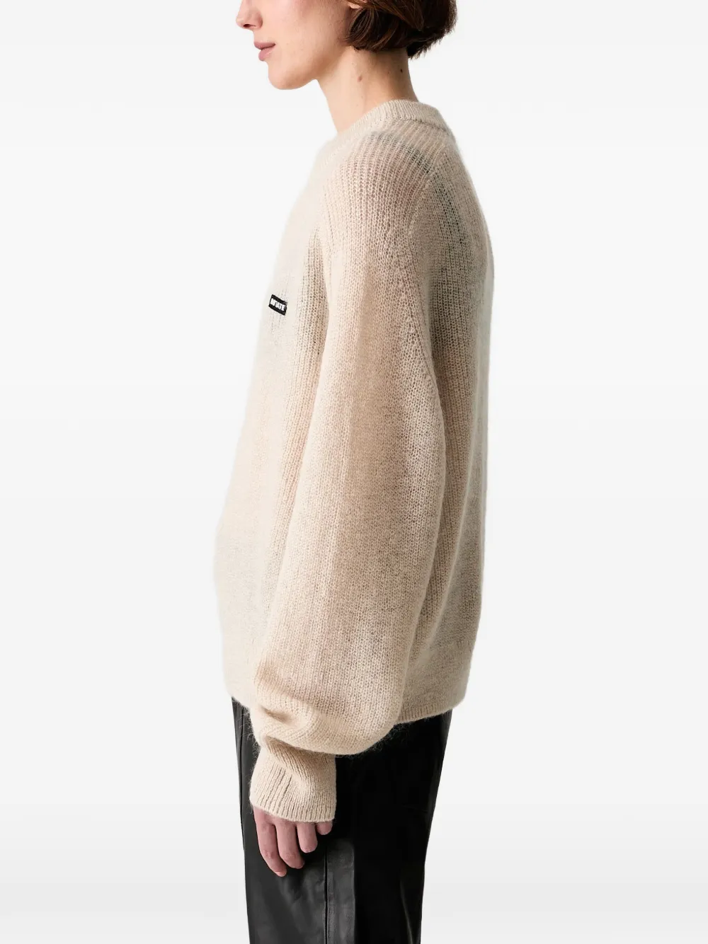 ROTATE BIRGER CHRISTENSEN Trui met logopatch en raglan mouwen Beige