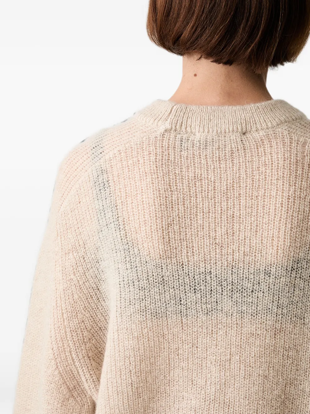 ROTATE BIRGER CHRISTENSEN Trui met logopatch en raglan mouwen Beige