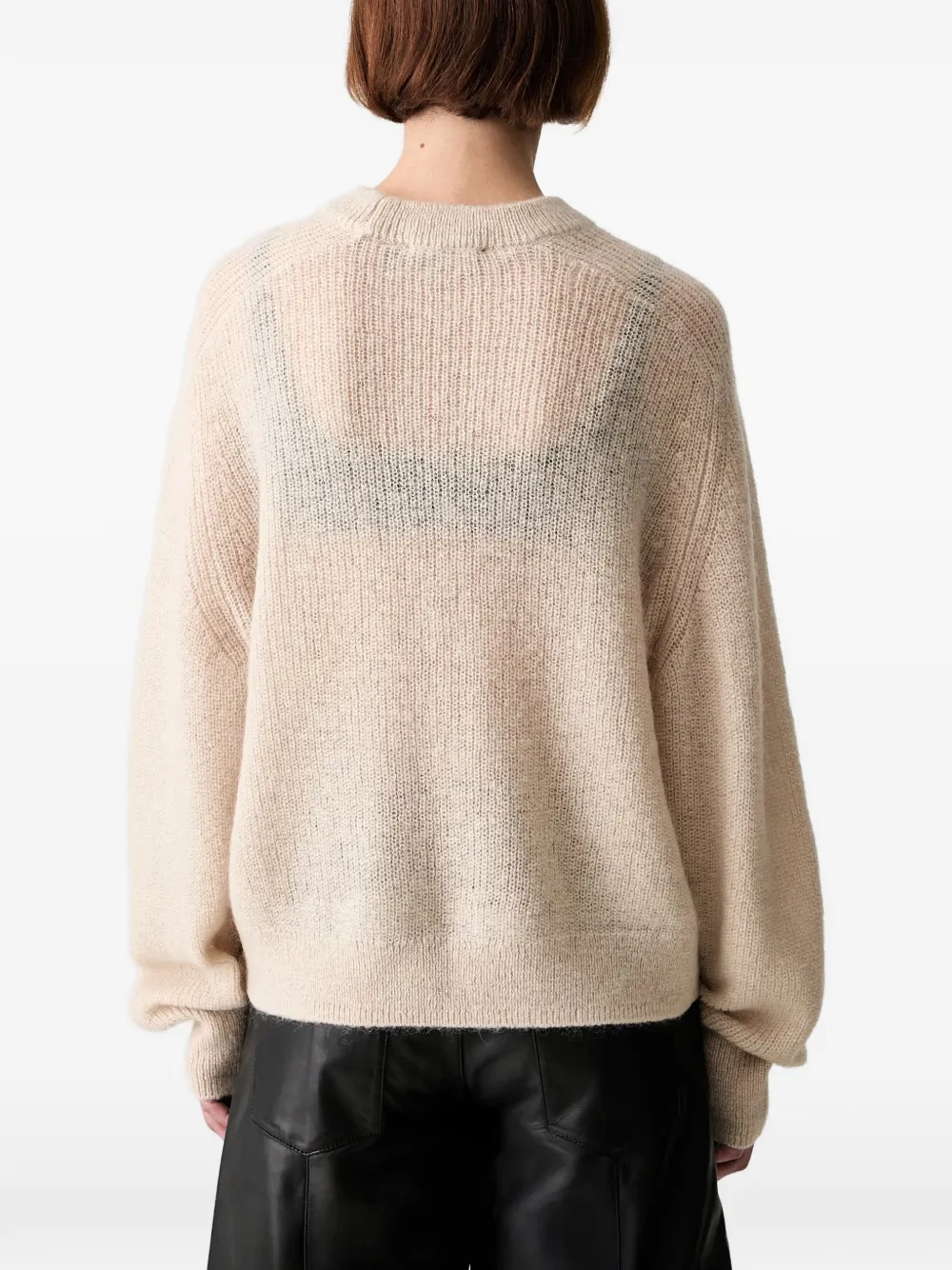 ROTATE BIRGER CHRISTENSEN Trui met logopatch en raglan mouwen Beige