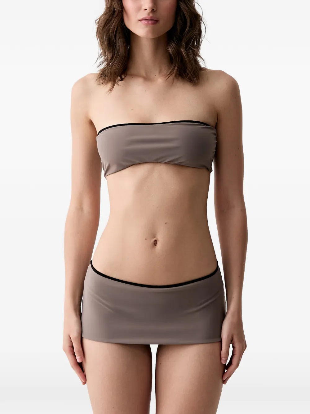 MM6 Maison Margiela contrast-trim bandeau bikini - Grau