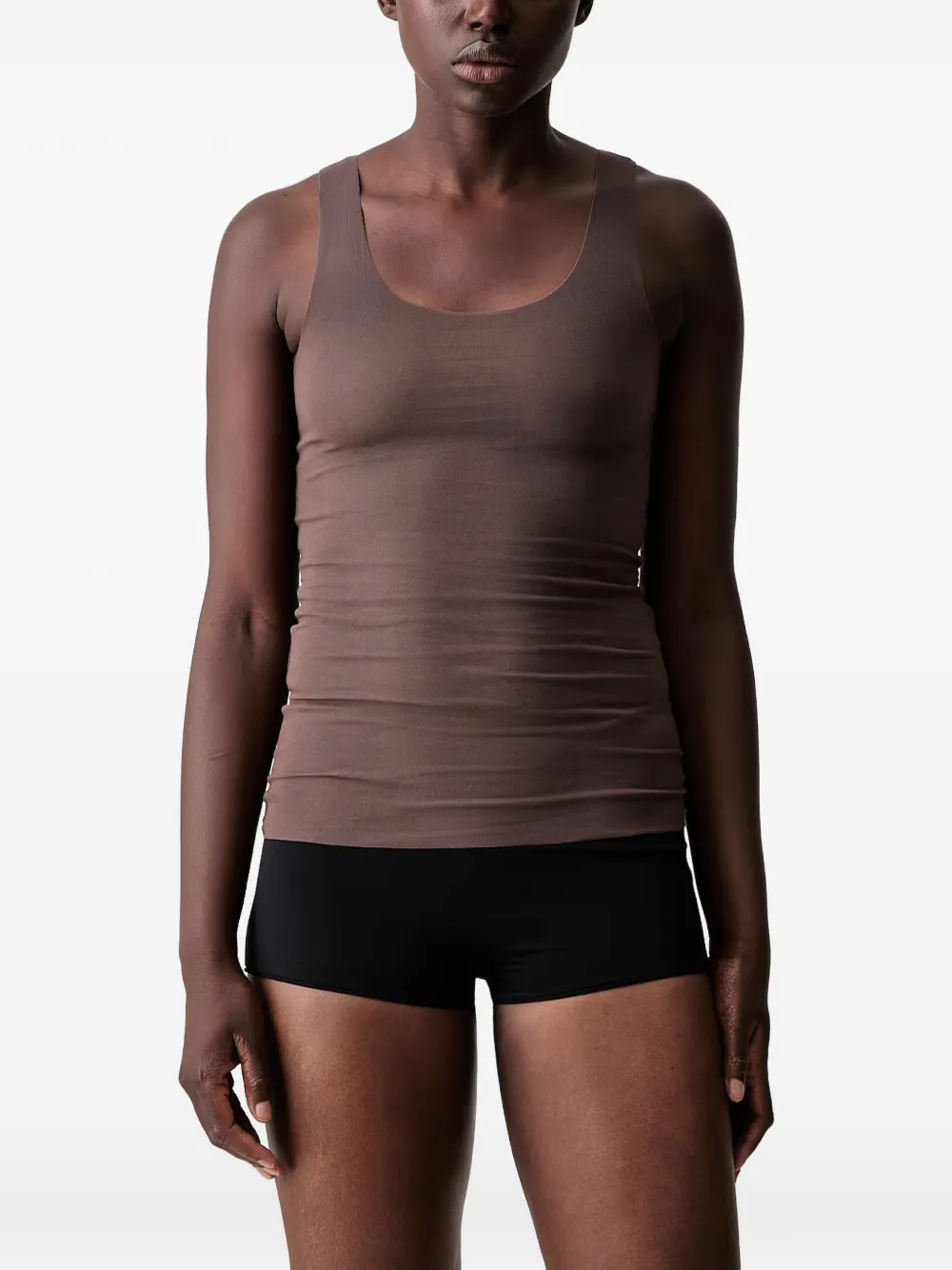 MM6 Maison Margiela signature stitch-detail sleeveless top - Marrone