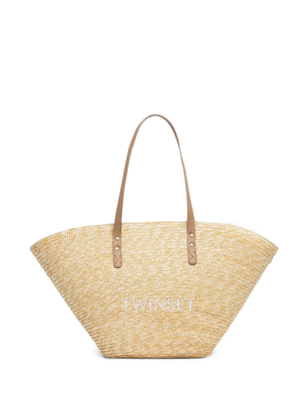 TWINSET Strandtasche mit Logo-Stickerei - Nude