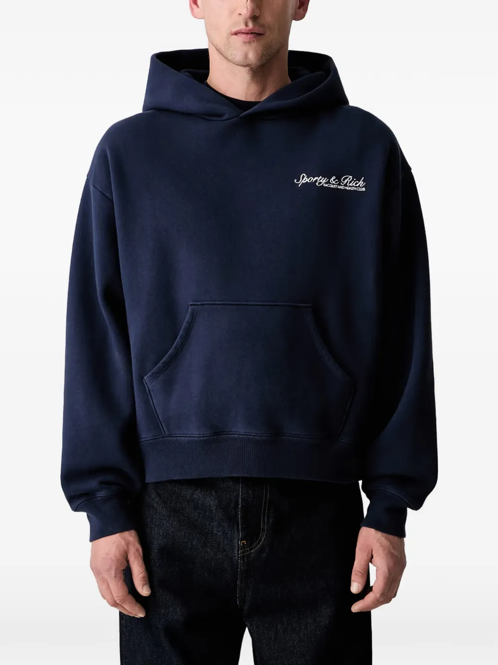 Sporty & Rich logo-embroidered hoodie - Blu