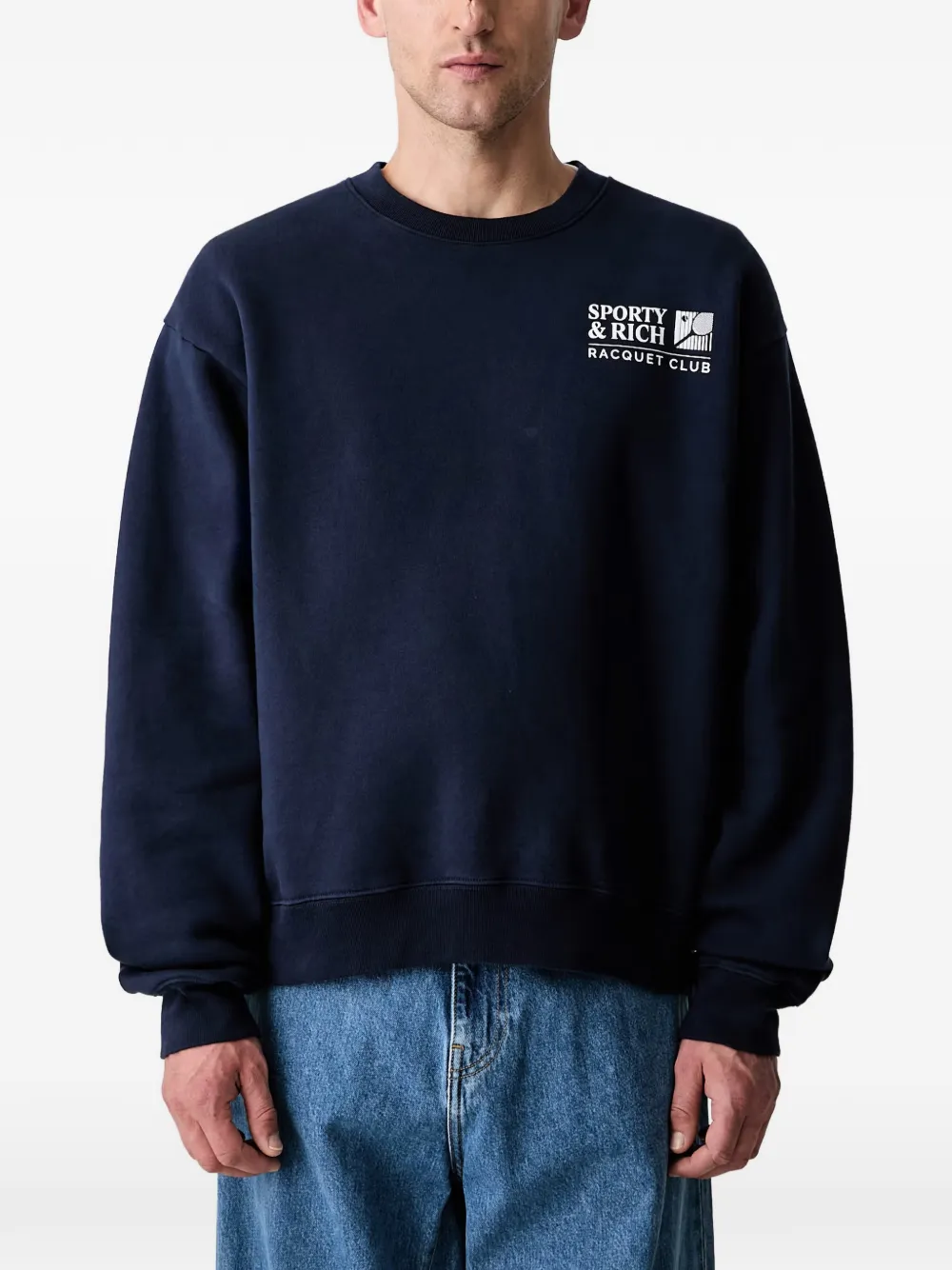 Sporty & Rich logo-print crew-neck sweatshirt - Blau