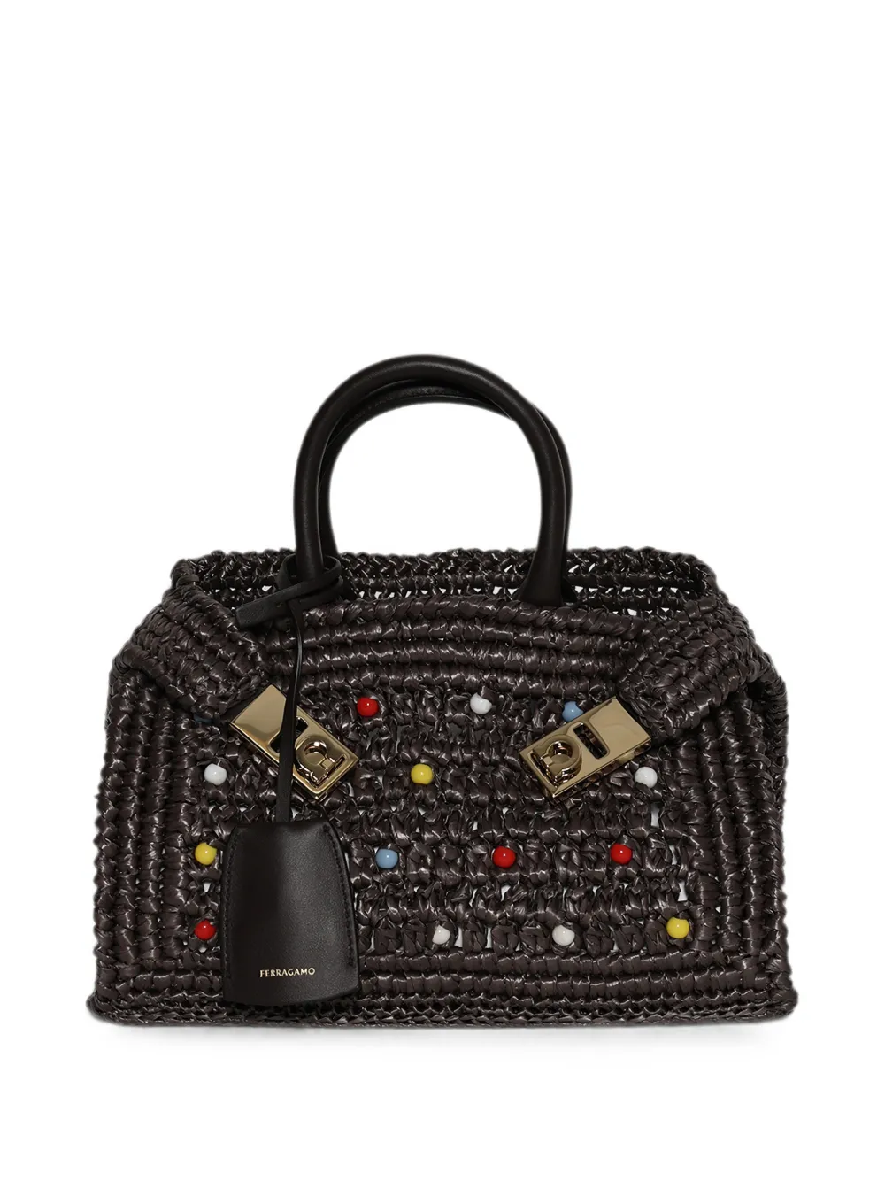 Ferragamo Hug bead-embellished tote bag - Brown