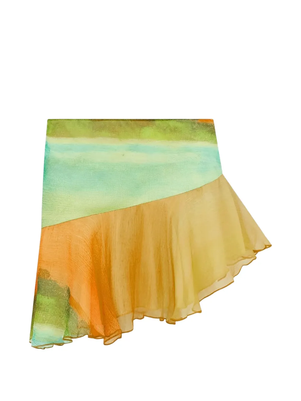 Donde Esteban Formentera Ruffled Silk Mini Skirt In Multi