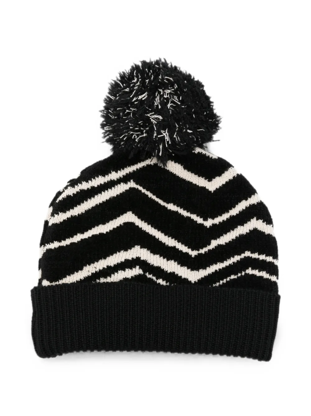 Missoni Kids Muts met zigzag-patroon en pompon Zwart