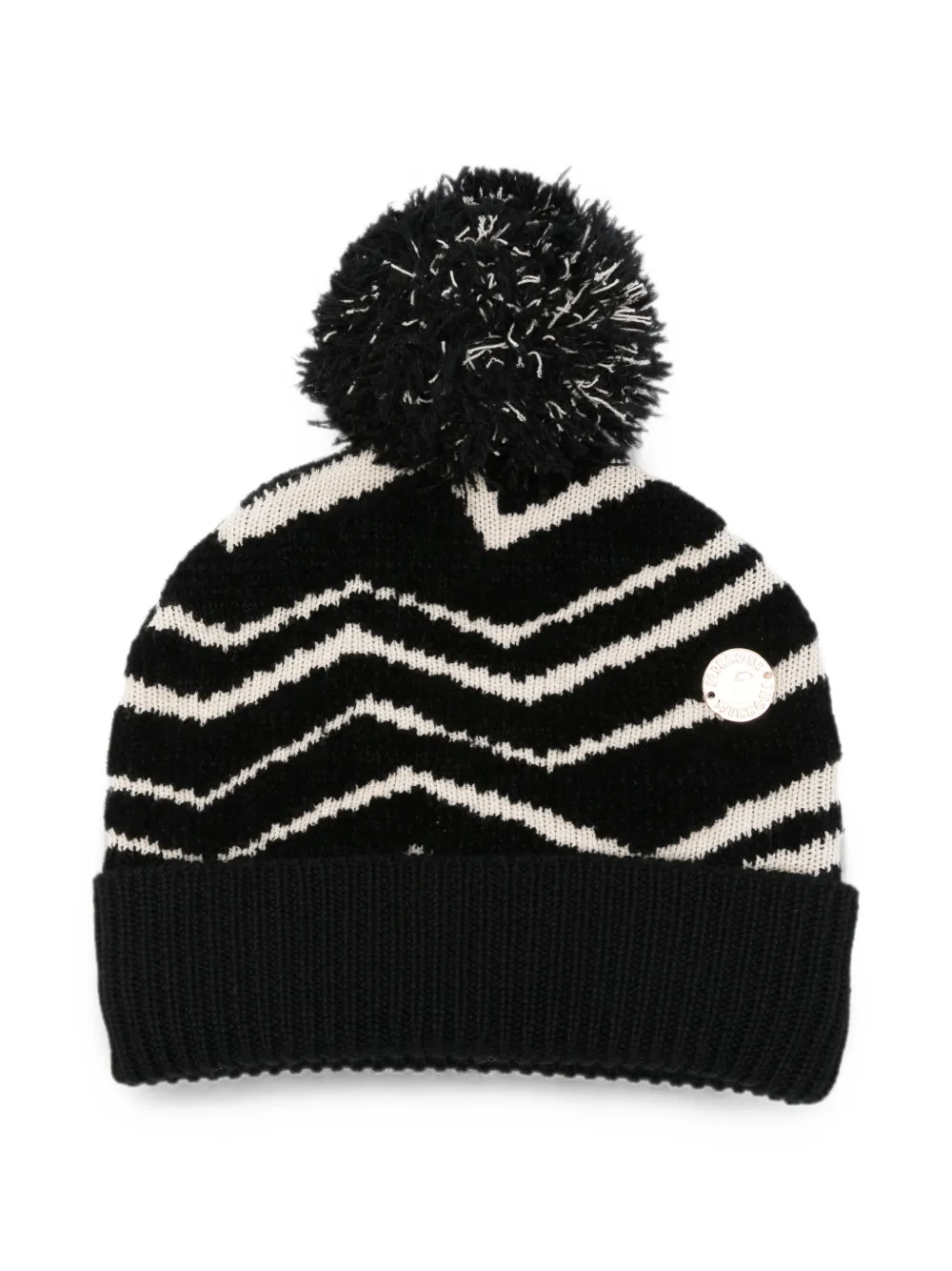 Missoni Zigzag Pompom Beanie Hat In Black