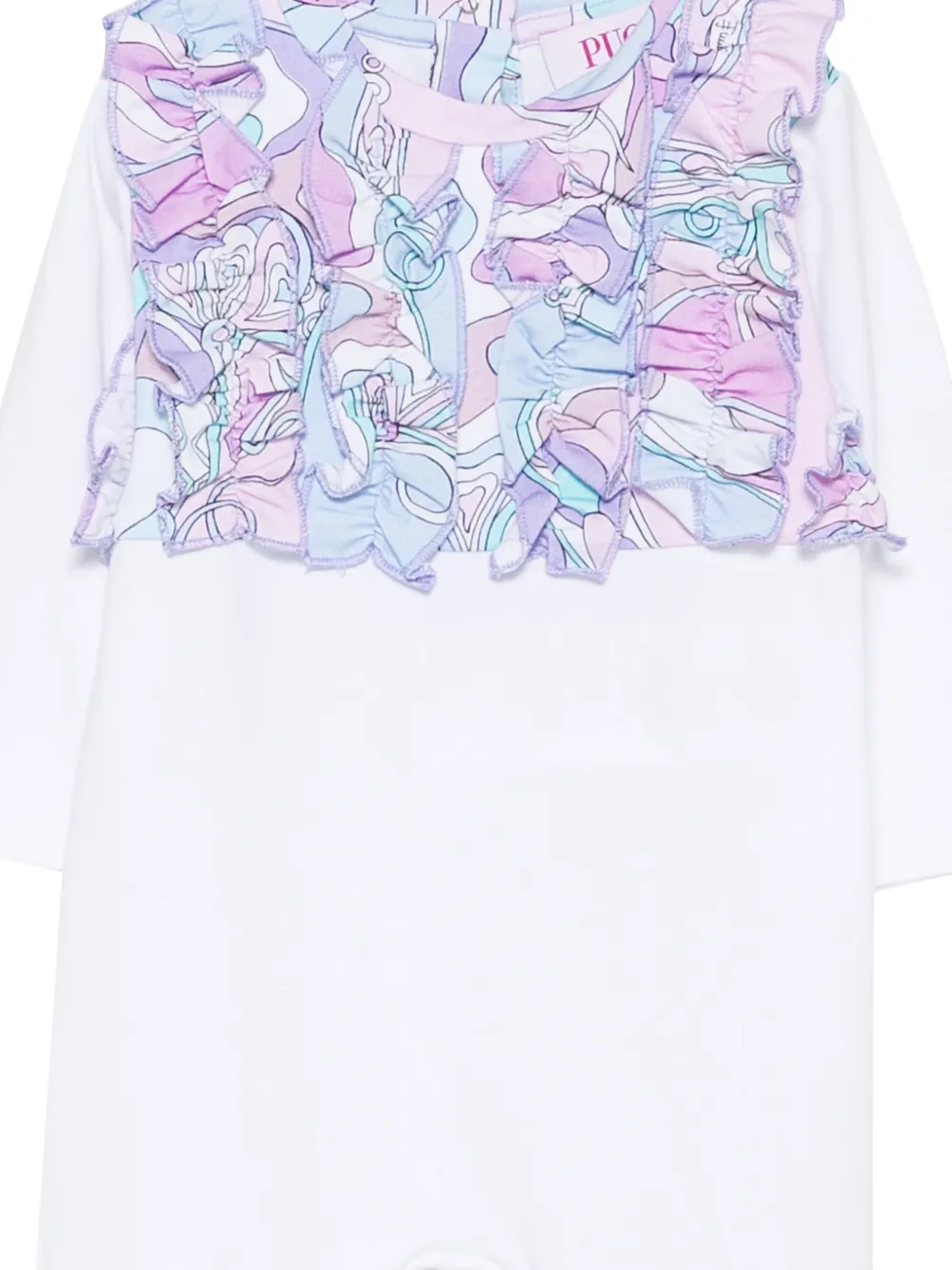 PUCCI Junior Romper met Marmo-print en ruches Wit