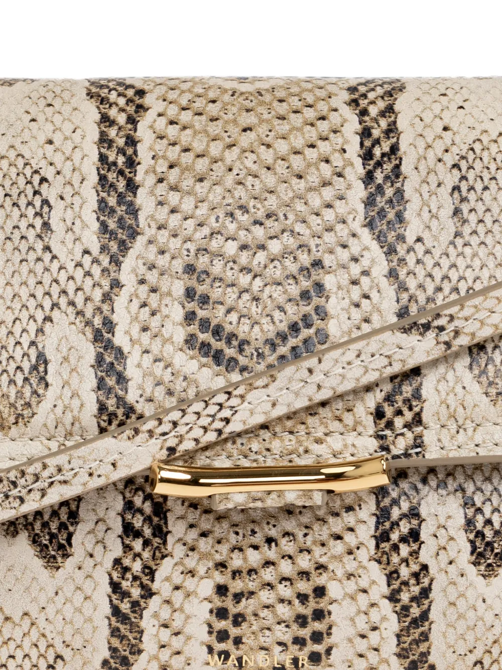Wandler Ida Trio leren mini-crossbodytas met slangen-effect Beige