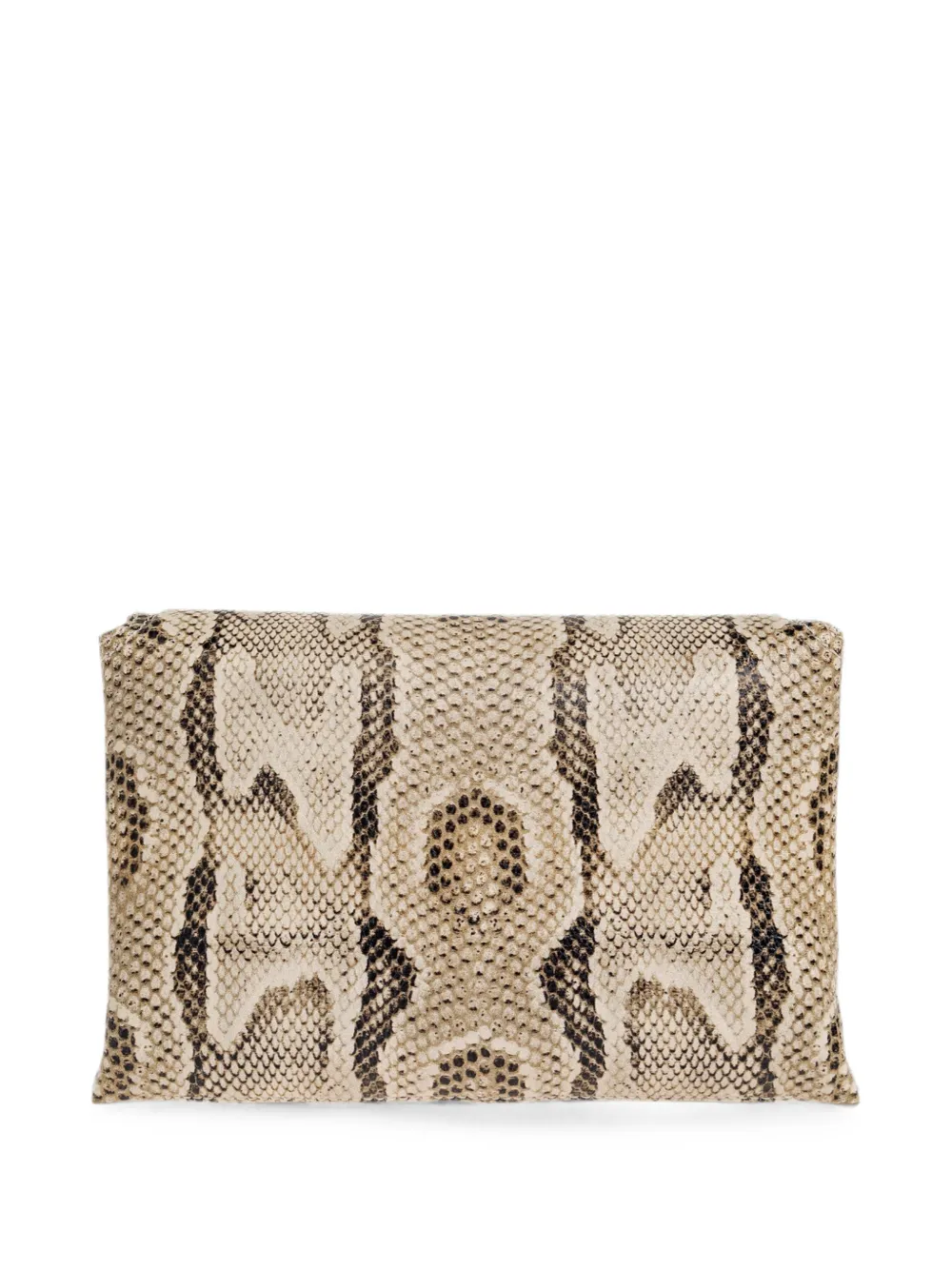 Wandler Ida Trio leren mini-crossbodytas met slangen-effect Beige