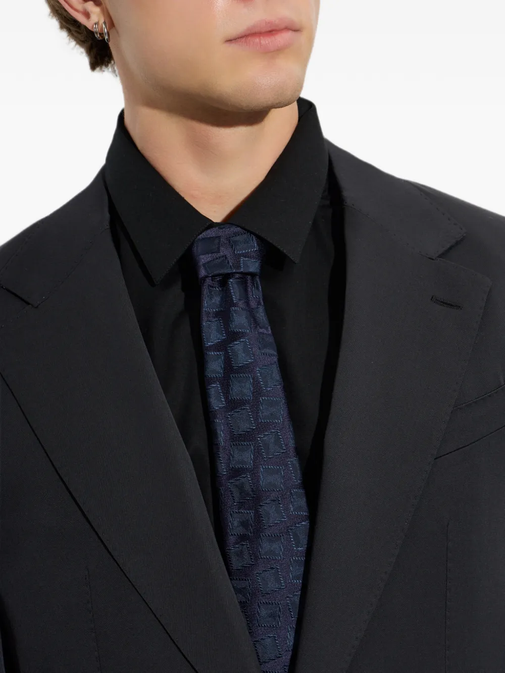 Giorgio Armani Stropdas met geometrisch patroon Blauw