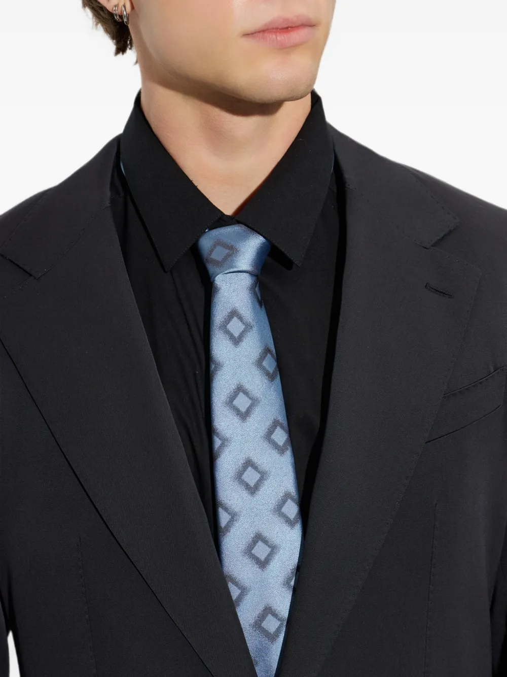 Giorgio Armani Stropdas met geometrische print Blauw