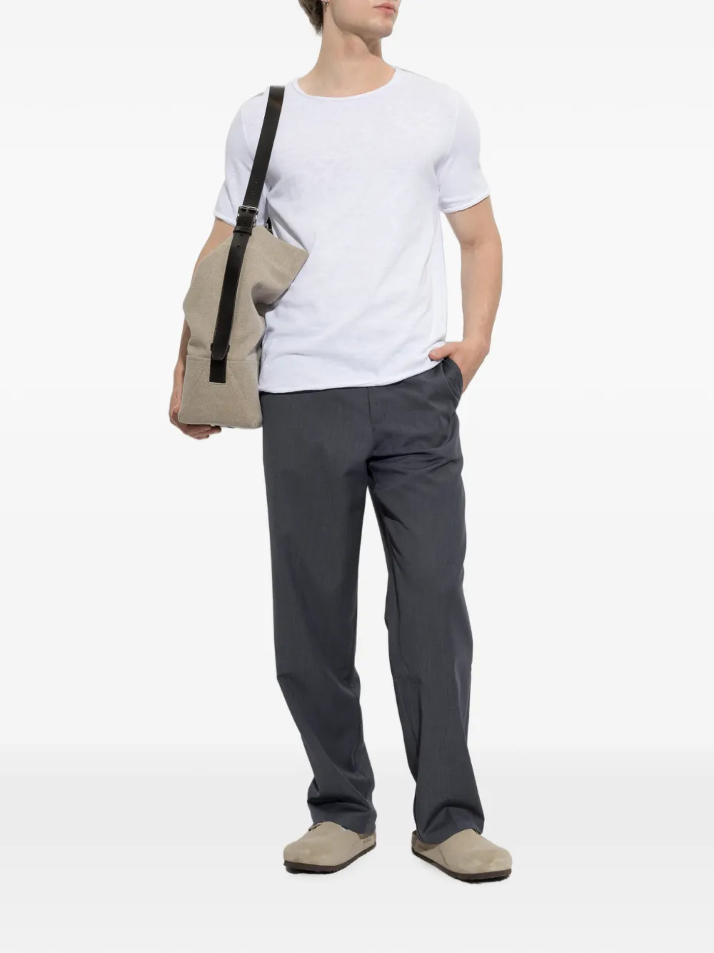 SAMSOE zip-up straight-leg trousers Grijs