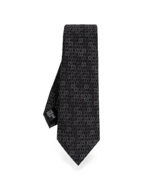 Giorgio Armani logo-jacquard silk tie