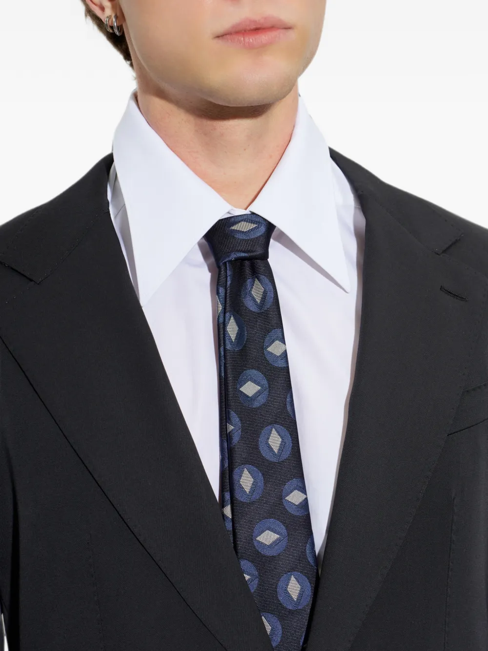 Giorgio Armani Stropdas met geometrisch patroon Blauw