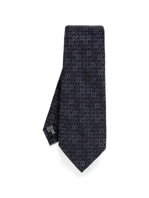 Giorgio Armani logo-pattern silk tie