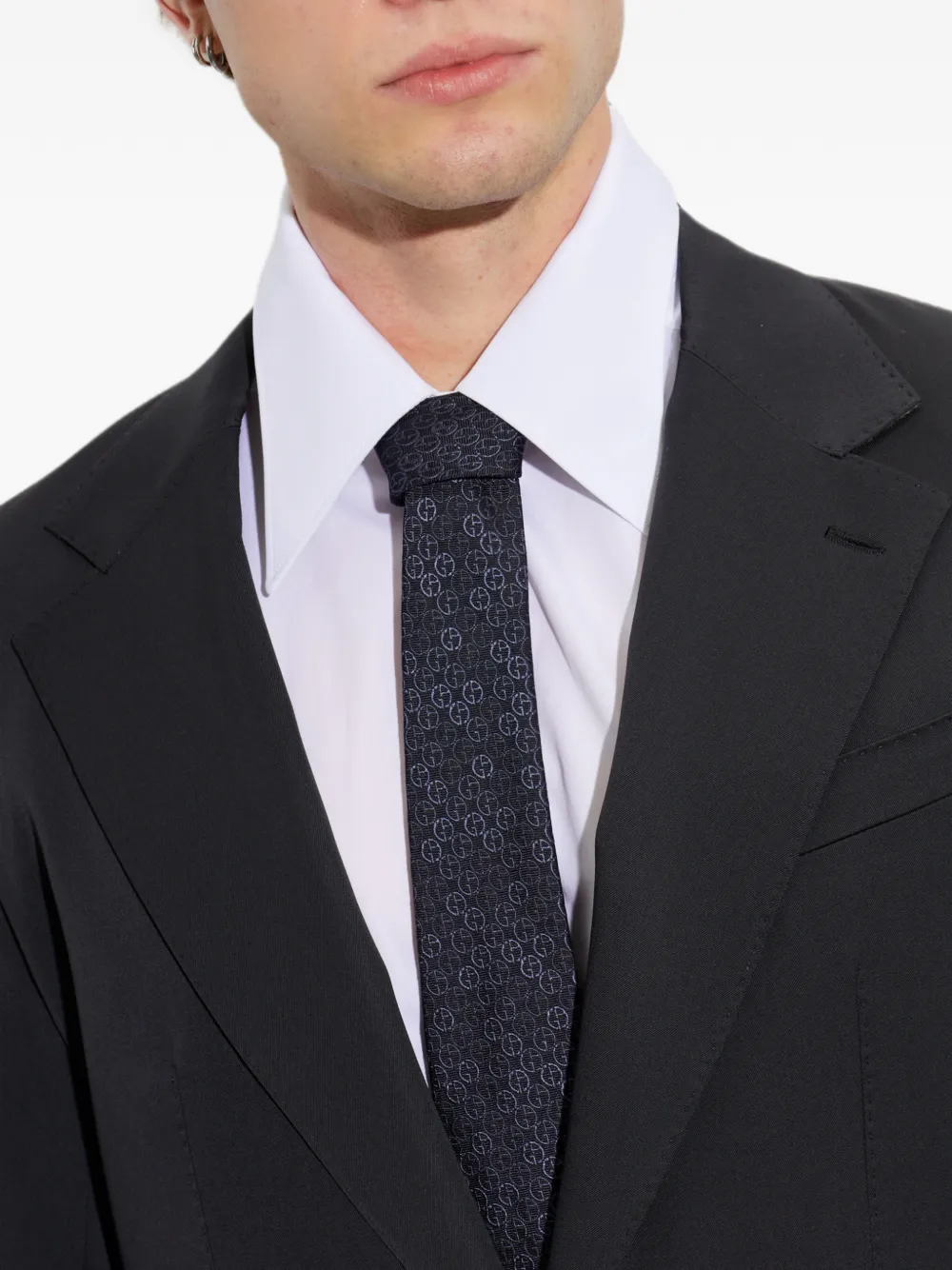 Giorgio Armani Silk Tie Regular Width Traditional Shape In Black