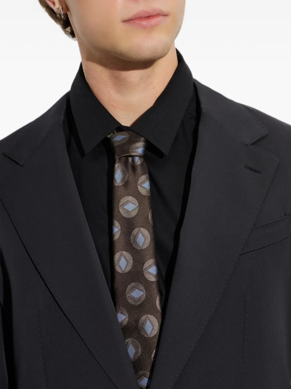 Giorgio Armani Stropdas met geometrische print Bruin
