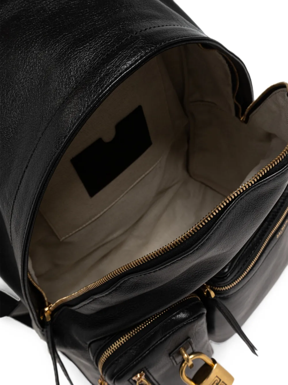Balmain Padlock-detail Leather Backpack In Black