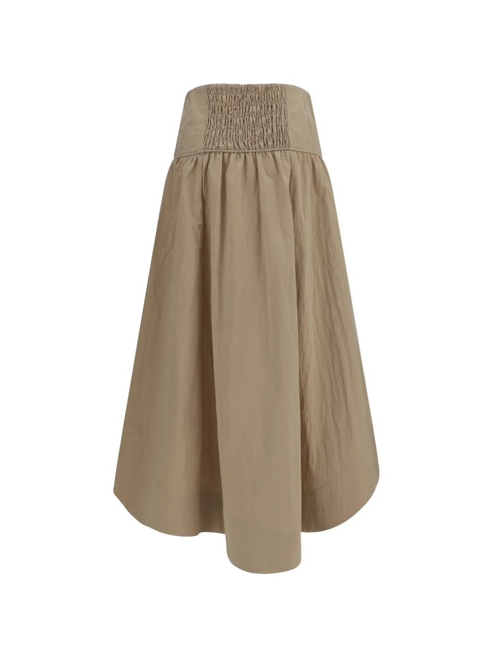GANNI Midi-rok met korset-stijl en verwassen effect Beige