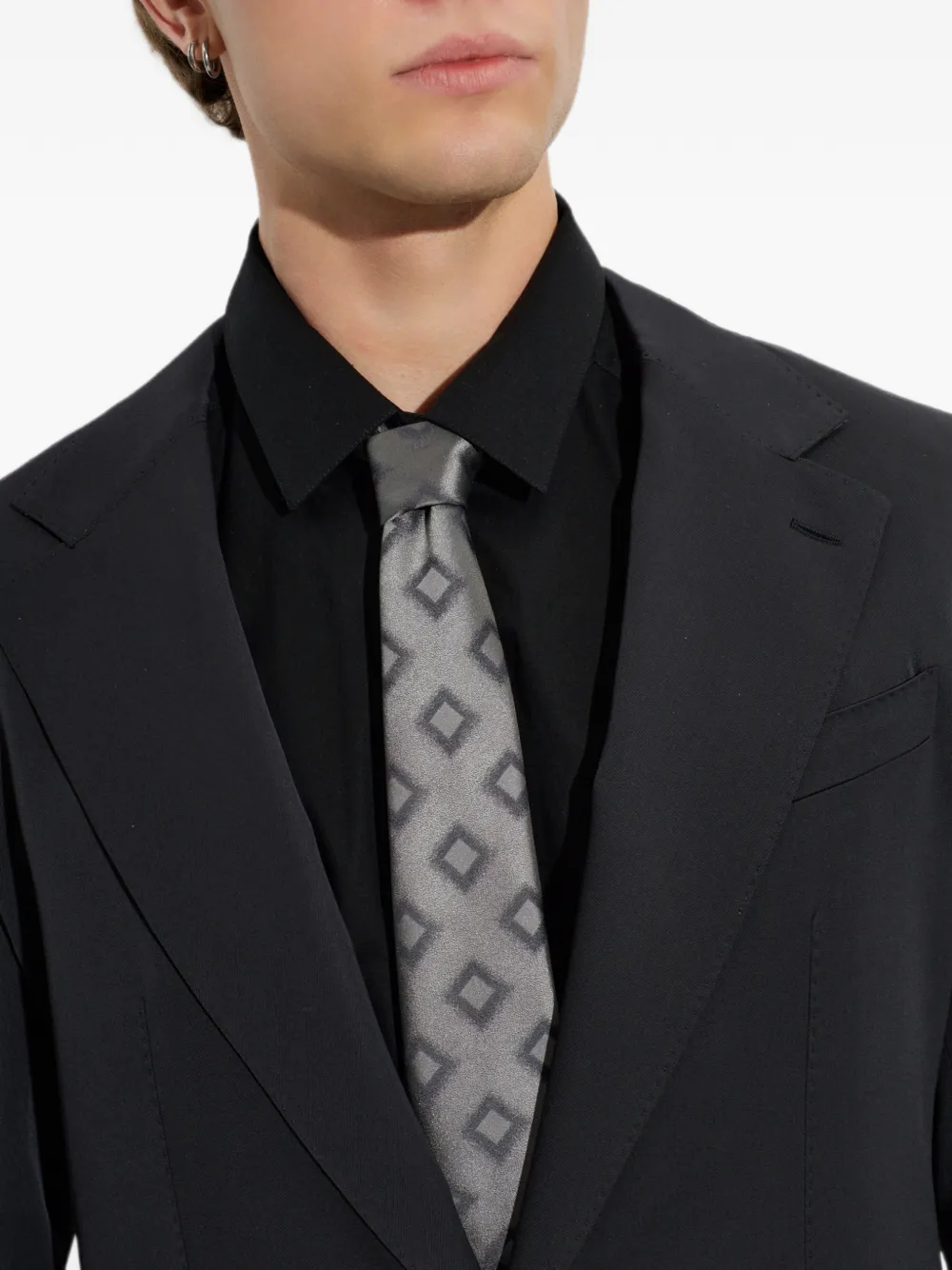 Giorgio Armani Zijden stropdas met geometrisch patroon Grijs