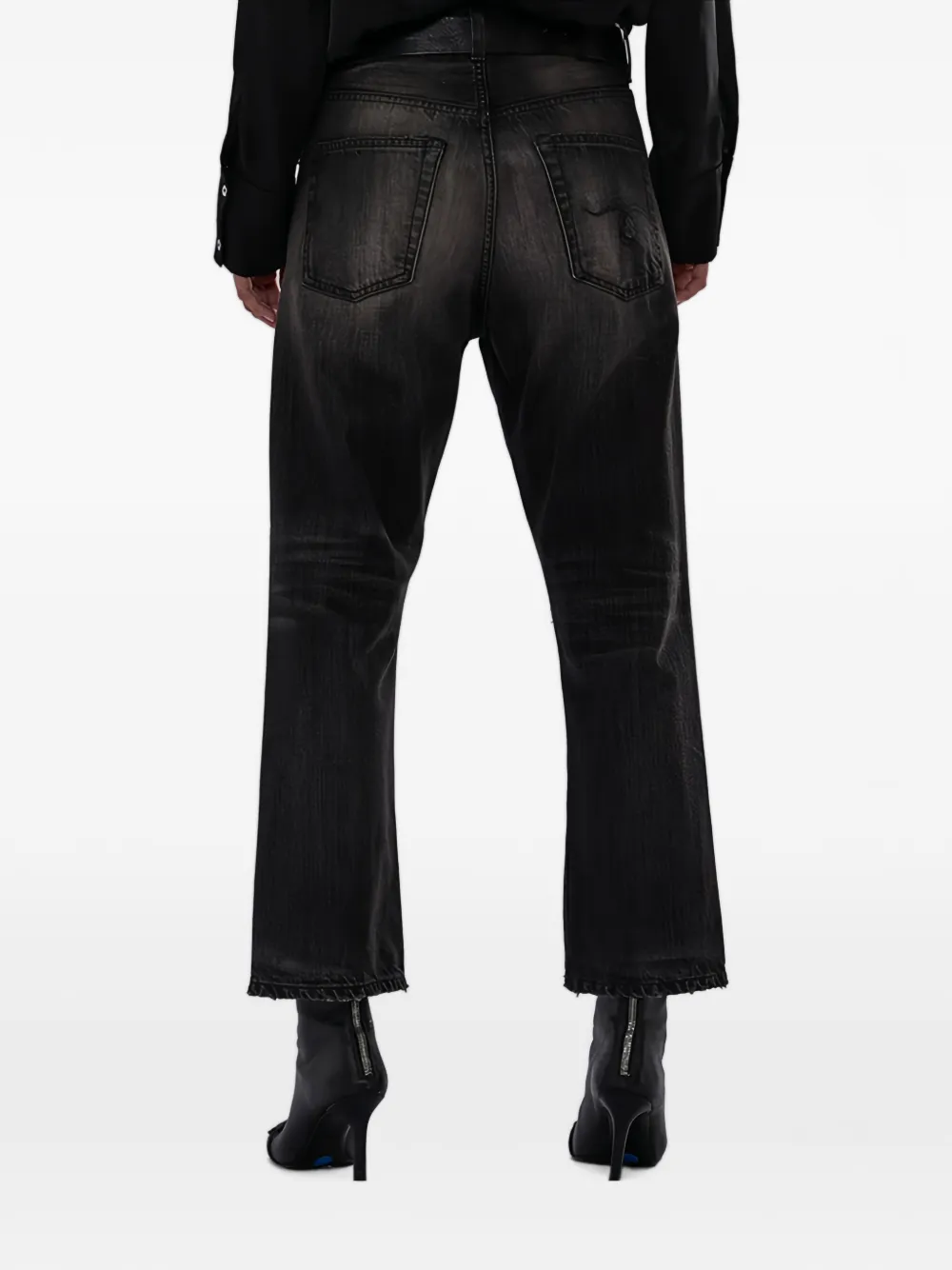 R13 X-BF gerafelde jeans Zwart