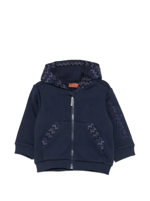 Missoni Kids zigzag-trim logo-embroidered hoodie