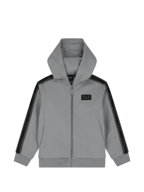Ea7 Emporio Armani logo-patch zip-up hoodie