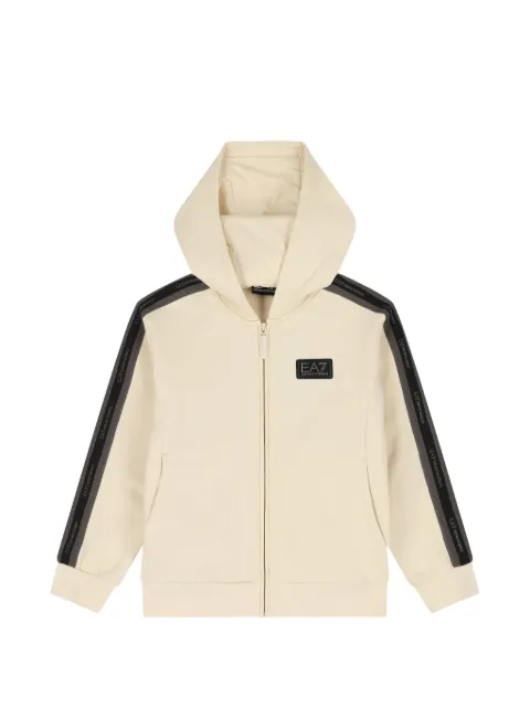 Ea7 Emporio Armani logo-patch tape-detail hoodie