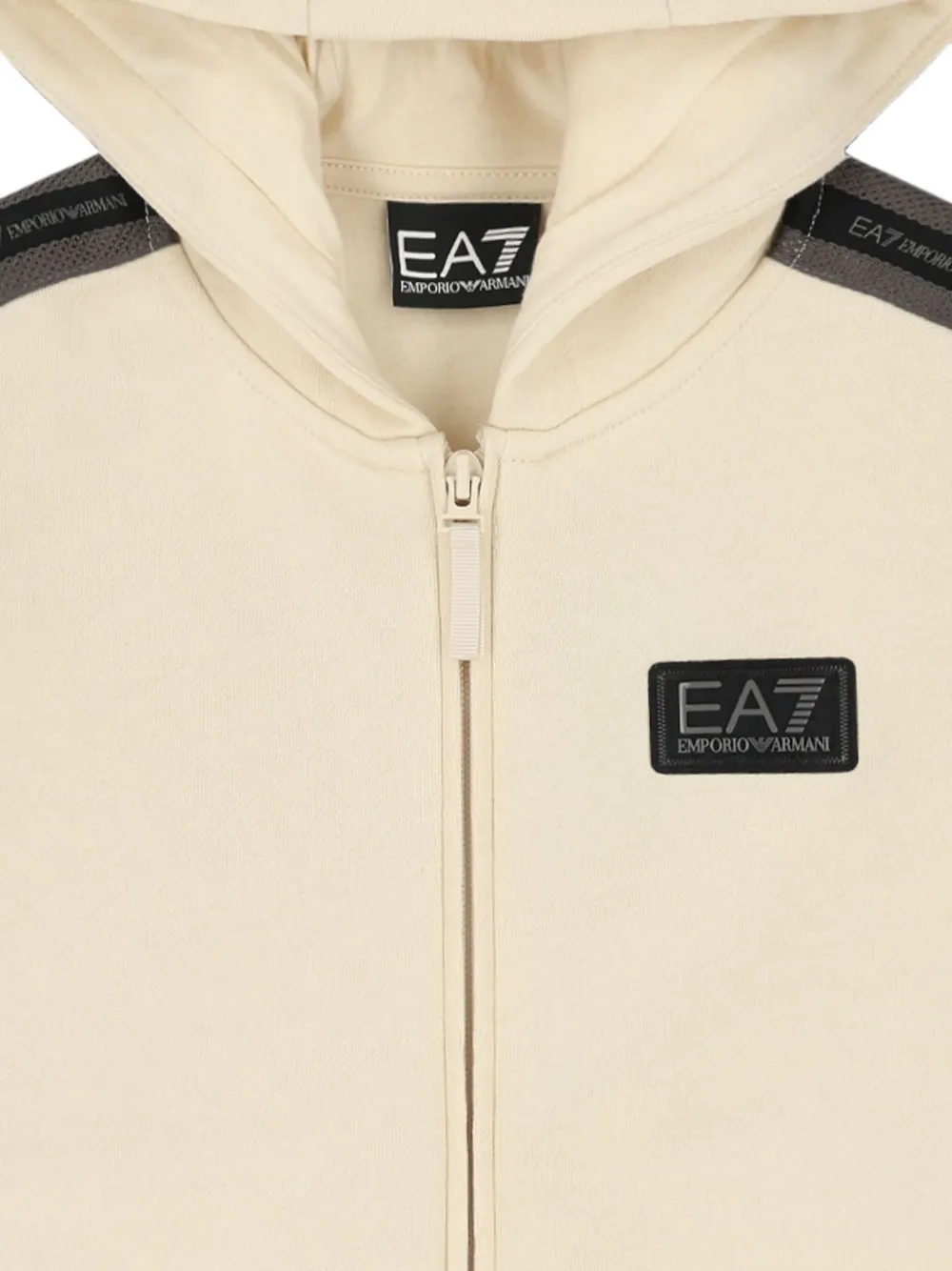 Ea7 Emporio Armani Hoodie met logopatch en banddetail Beige