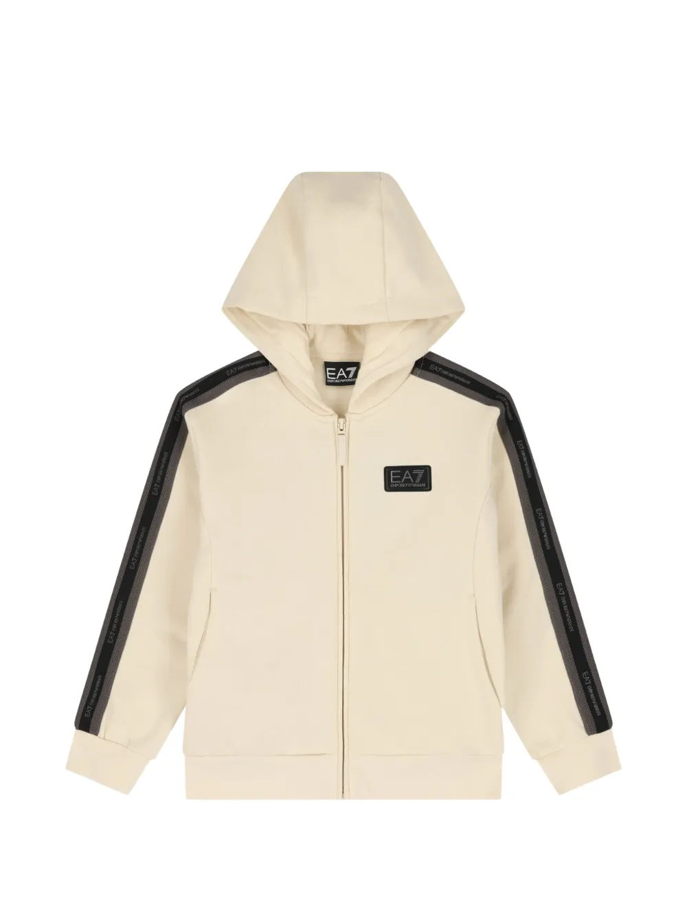 Ea7 Emporio Armani Hoodie met logopatch en banddetail Beige