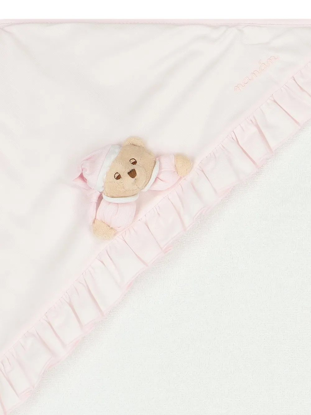 NANAN Deken met ruches en teddybeer Wit