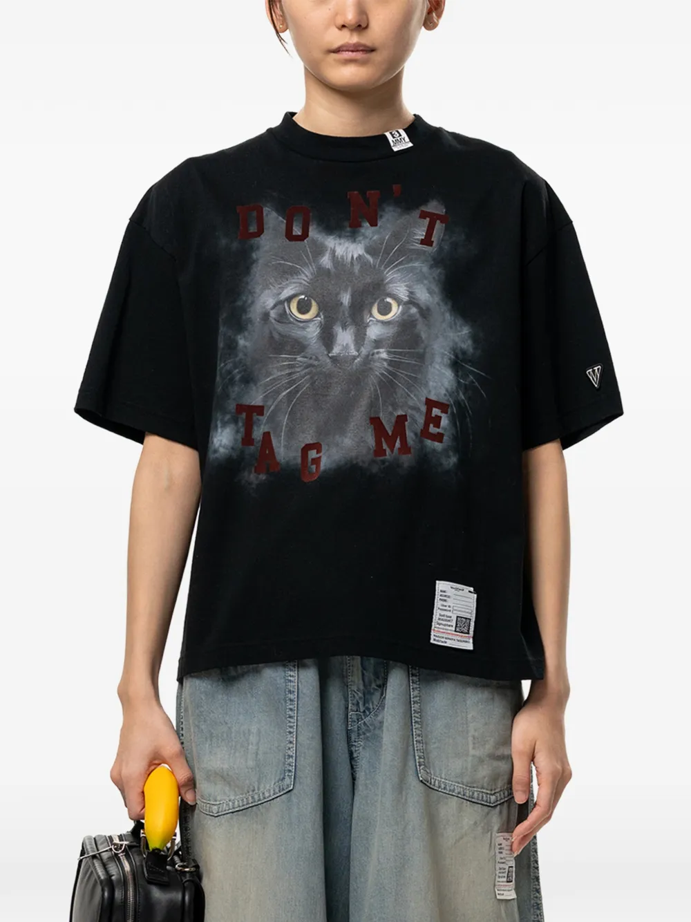 Maison MIHARA YASUHIRO T-shirt met kattenprint Zwart