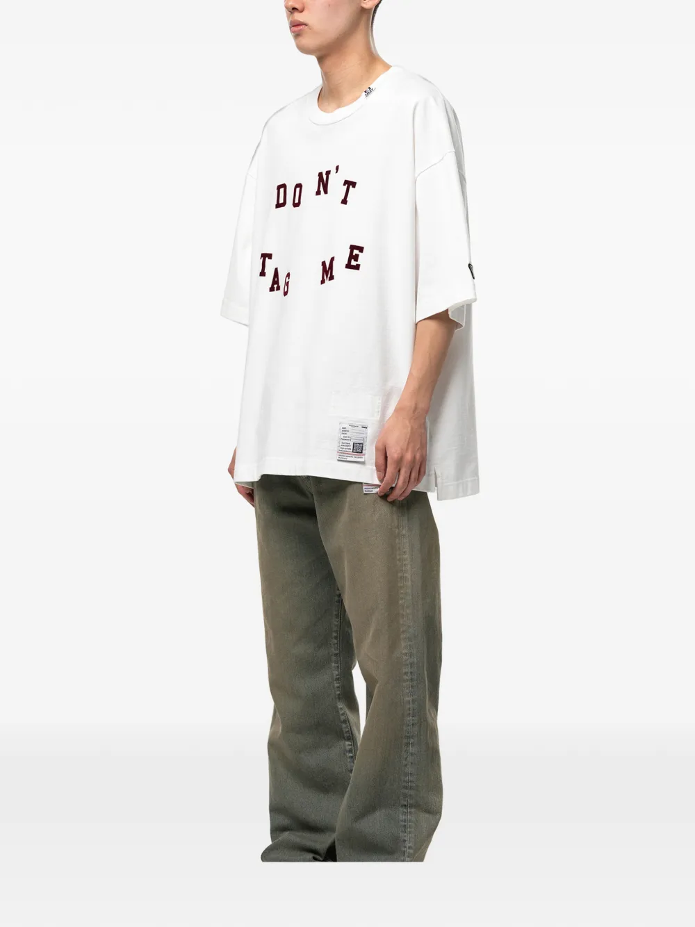 Maison MIHARA YASUHIRO Don't Tag Me T-shirt met flocky-print Wit