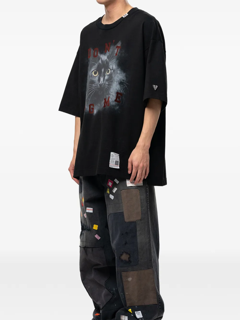 Maison MIHARA YASUHIRO T-shirt met kattenprint Zwart