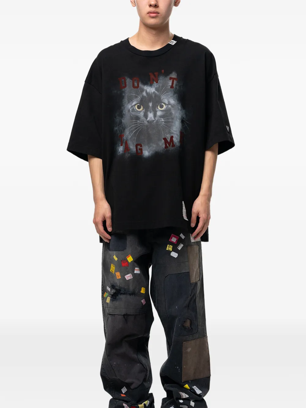 Maison MIHARA YASUHIRO T-shirt met kattenprint Zwart