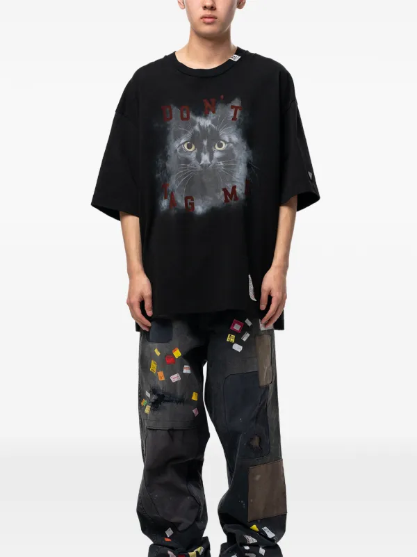 M*t様 MIHARA YASUHIRO MMY CAT PRINTED TEE Maison MIHARA YASUHIRO cat-printed T-shirt | Black | FARFETCH