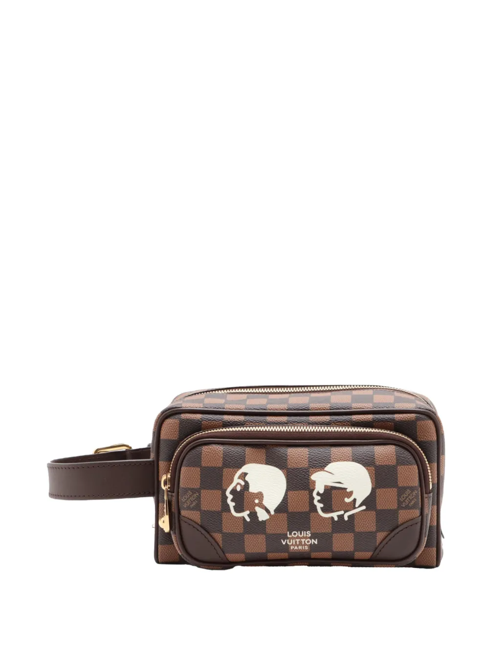 Louis Vuitton Pre-Owned 2021-2026 Nigo Damier Ebene Phriendship Dopp Kit clutch bag - Braun