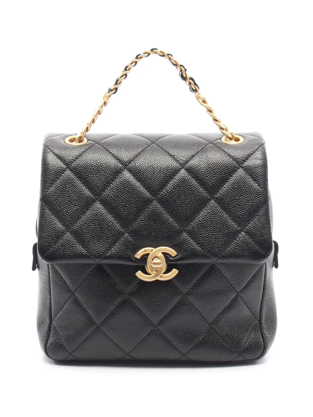 CHANEL Pre-Owned 2021-2026 CC Quilted Caviar Chain Melody backpack - Black