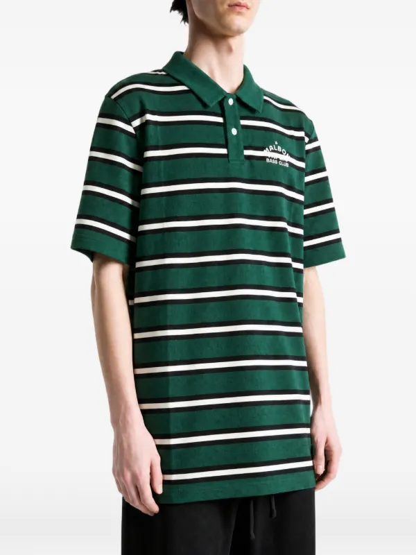 Malbon Golf Fairway Bass Club Striped short-sleeve Polo Shirt