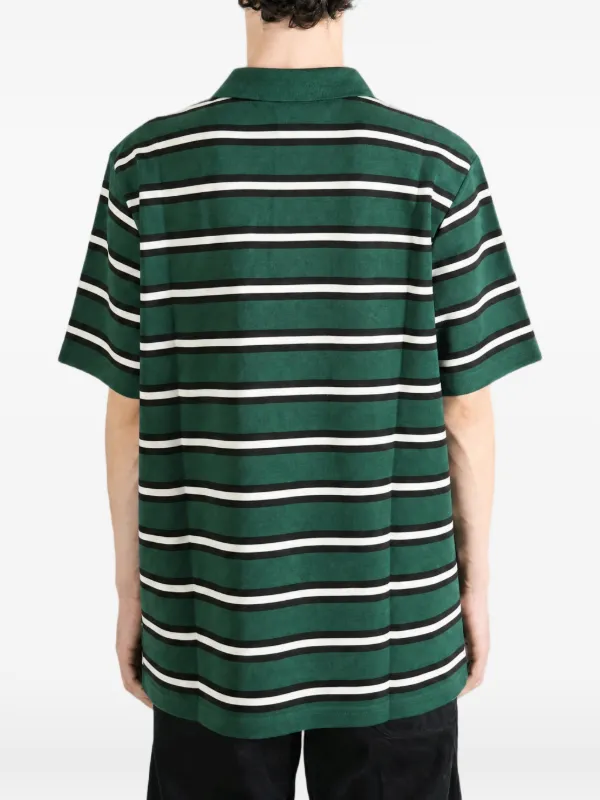 Malbon Golf Fairway Bass Club Striped short-sleeve Polo Shirt